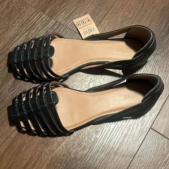Crevo Shoes - Anthropologie Crevo Black Woven Sydney Flats Boho. Size 10